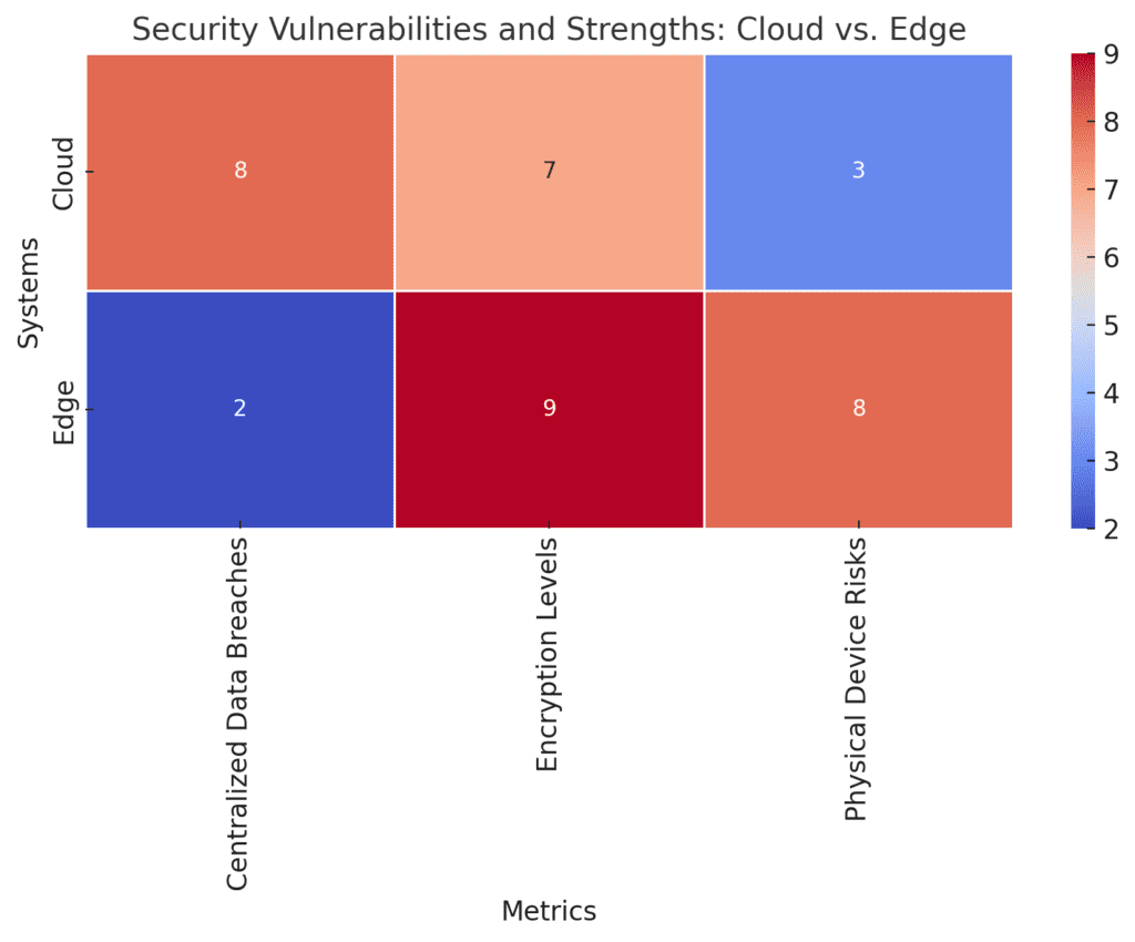  Security vulnerabilities and advantages of cloud versus edge computing in AI video surveillance.